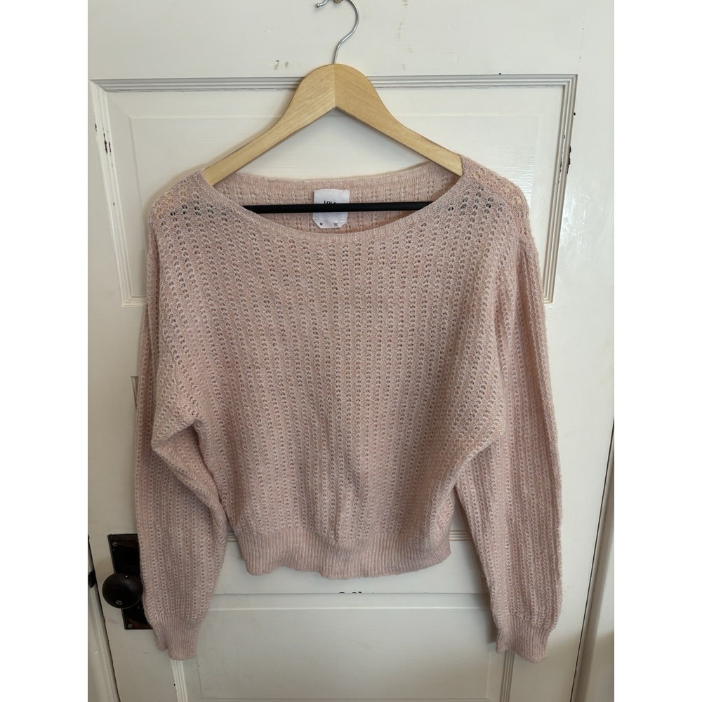 LOLA Women's Pastel Pink Open Knit Sweater Wool Alpaca Size Medium